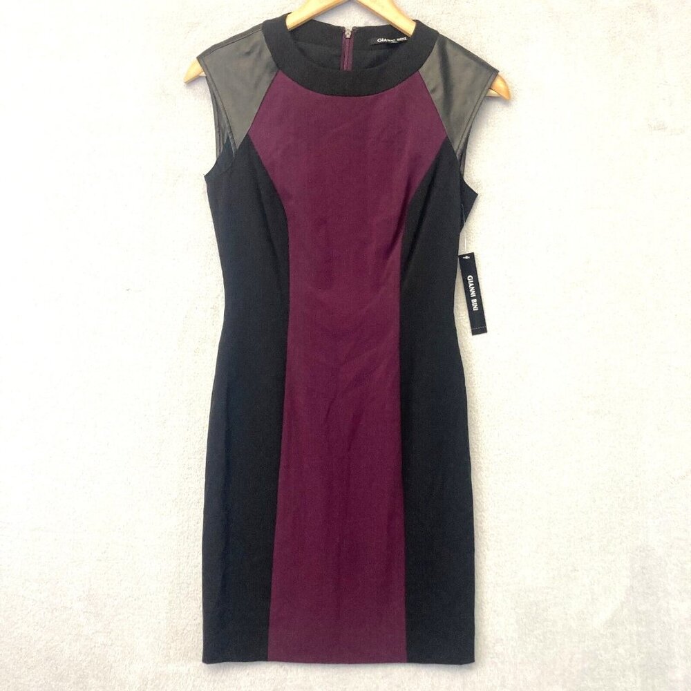 NWT Gianni Bini Clara Sheath Dress Womens Size 0 Stretch Purple Black Office NEW